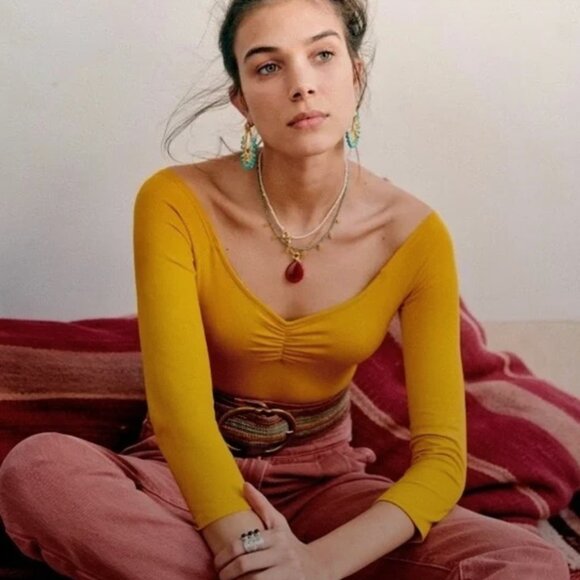 Sezane Tops - Sezane Bella bodysuit - Sunflower - XS